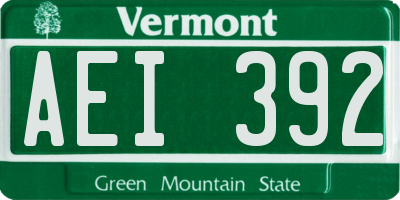 VT license plate AEI392