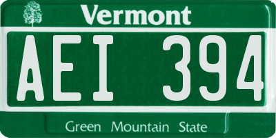 VT license plate AEI394