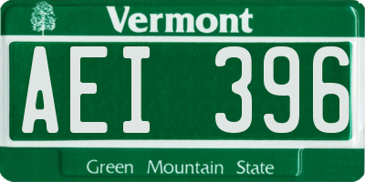VT license plate AEI396