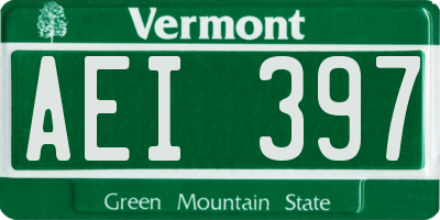 VT license plate AEI397