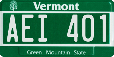 VT license plate AEI401