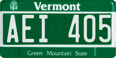 VT license plate AEI405