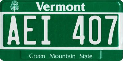 VT license plate AEI407
