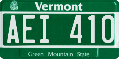 VT license plate AEI410