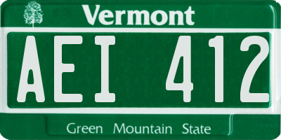VT license plate AEI412