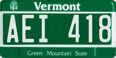 VT license plate AEI418
