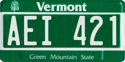 VT license plate AEI421