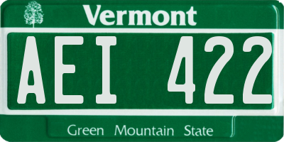 VT license plate AEI422