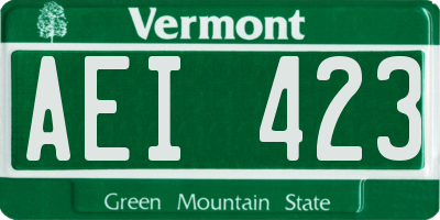 VT license plate AEI423