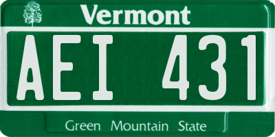 VT license plate AEI431