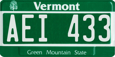 VT license plate AEI433