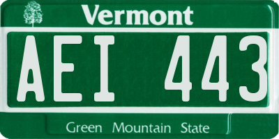 VT license plate AEI443