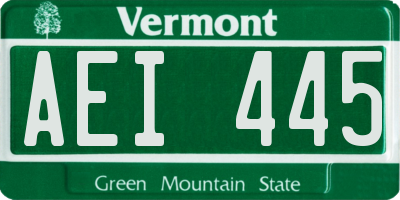 VT license plate AEI445