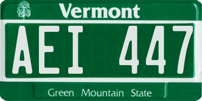 VT license plate AEI447