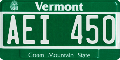 VT license plate AEI450