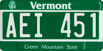 VT license plate AEI451