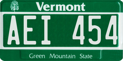 VT license plate AEI454