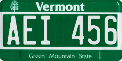VT license plate AEI456
