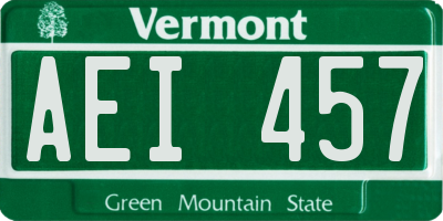 VT license plate AEI457
