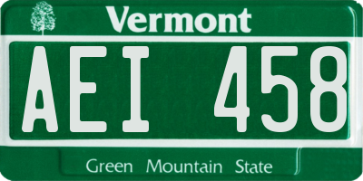 VT license plate AEI458