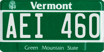 VT license plate AEI460