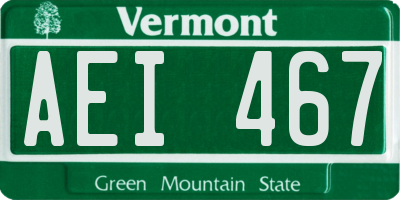 VT license plate AEI467