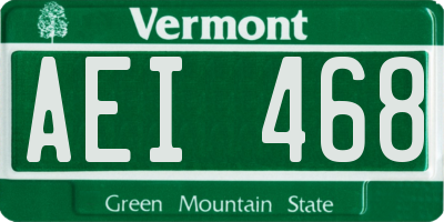 VT license plate AEI468