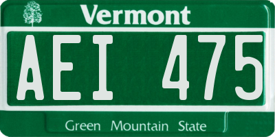VT license plate AEI475
