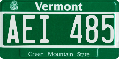 VT license plate AEI485
