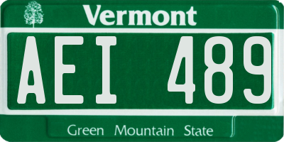 VT license plate AEI489