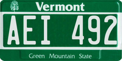 VT license plate AEI492