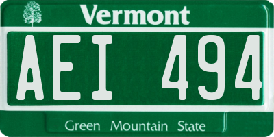 VT license plate AEI494
