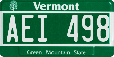 VT license plate AEI498