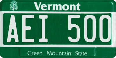 VT license plate AEI500