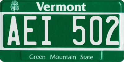 VT license plate AEI502