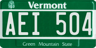 VT license plate AEI504