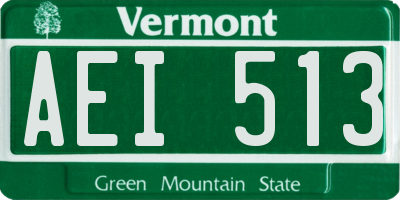 VT license plate AEI513