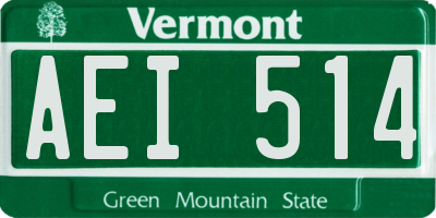 VT license plate AEI514