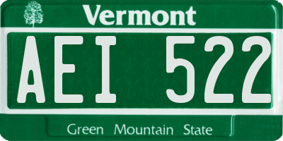 VT license plate AEI522