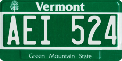 VT license plate AEI524