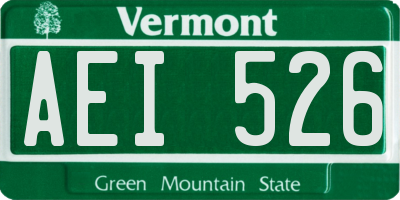 VT license plate AEI526