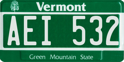 VT license plate AEI532