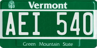 VT license plate AEI540