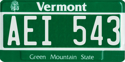 VT license plate AEI543