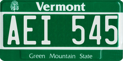 VT license plate AEI545