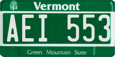 VT license plate AEI553
