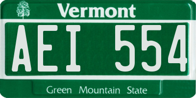 VT license plate AEI554
