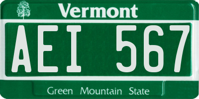 VT license plate AEI567