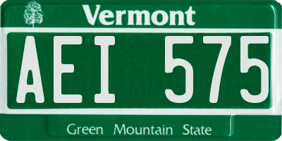VT license plate AEI575