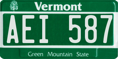 VT license plate AEI587